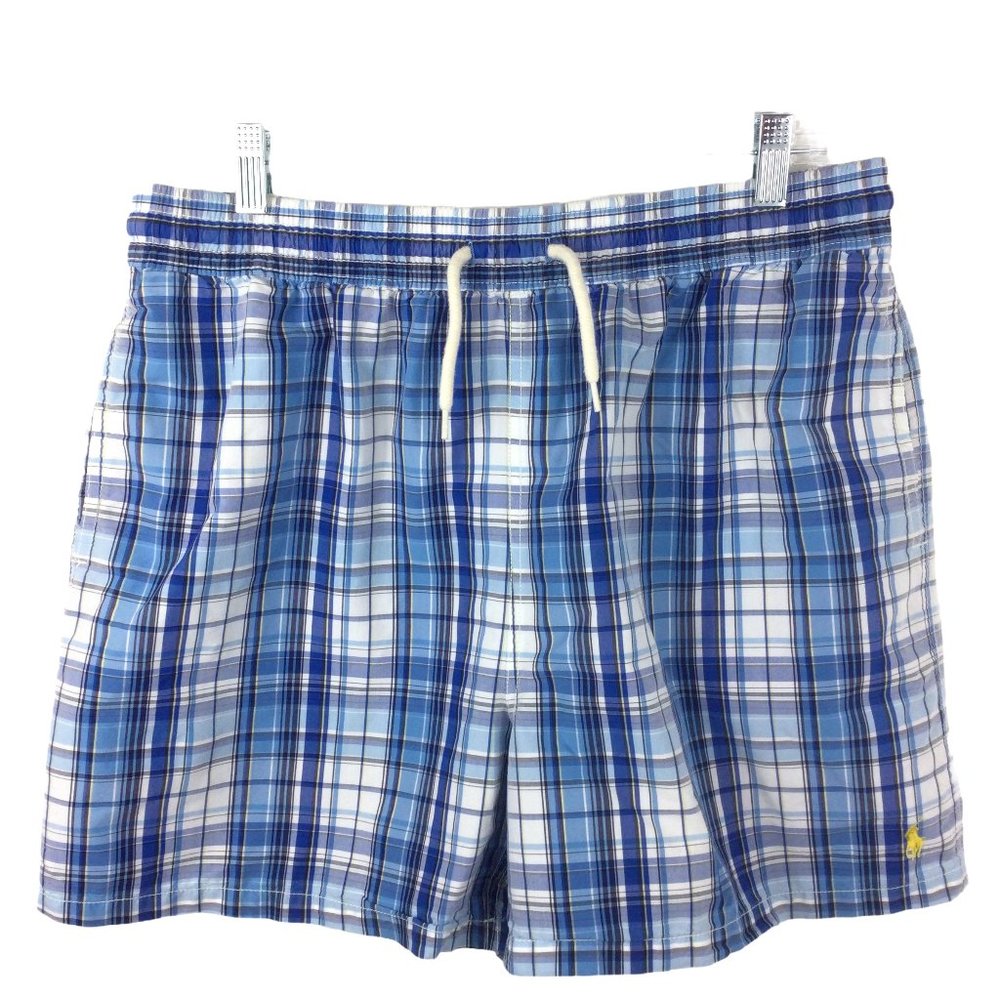 Polo‎ Ralph Lauren Blue Plaid Swim Shorts, XL